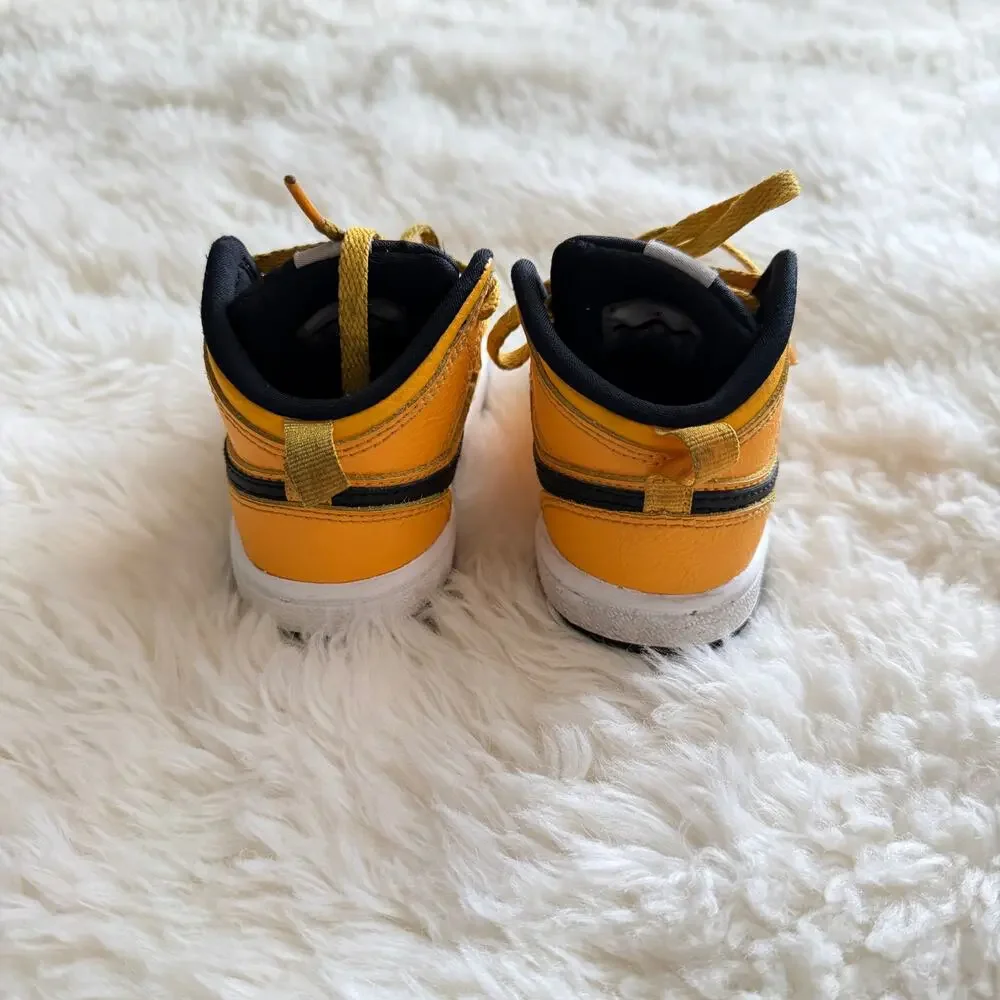 Nike Jordan 1 Mid yellow and black sneaker shoes size 5C